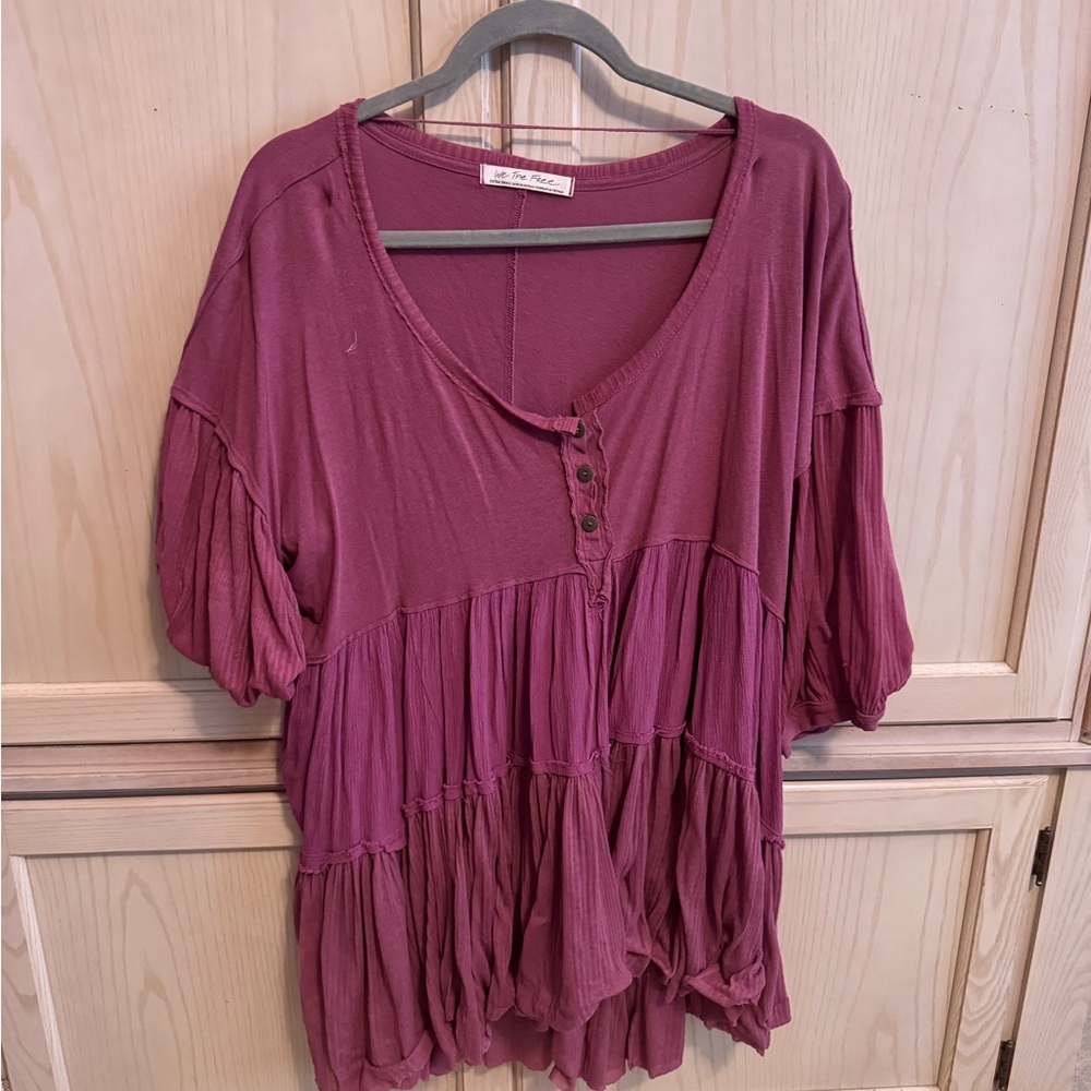 Free People Mauve Tiered Blouse